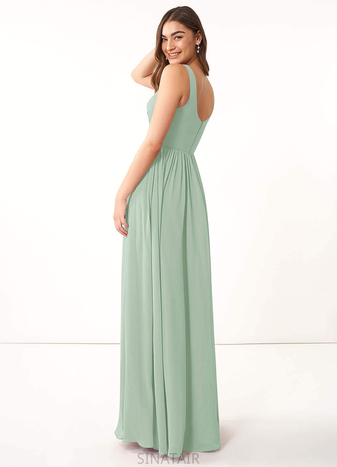 Yasmin Sleeveless Floor Length A-Line/Princess Scoop Natural Waist Bridesmaid Dresses