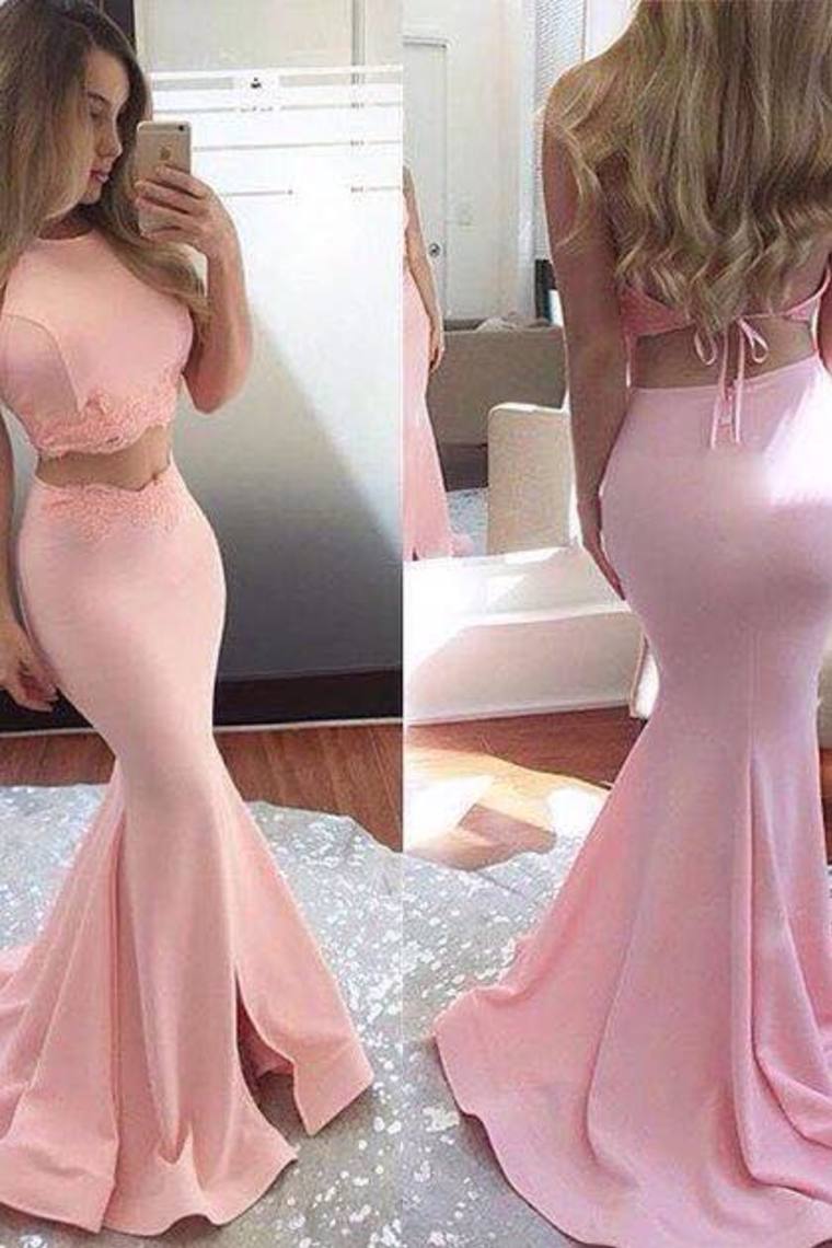 Mermaid Satin Two Pieces Prom Dresses With SJSPTHSHZA6