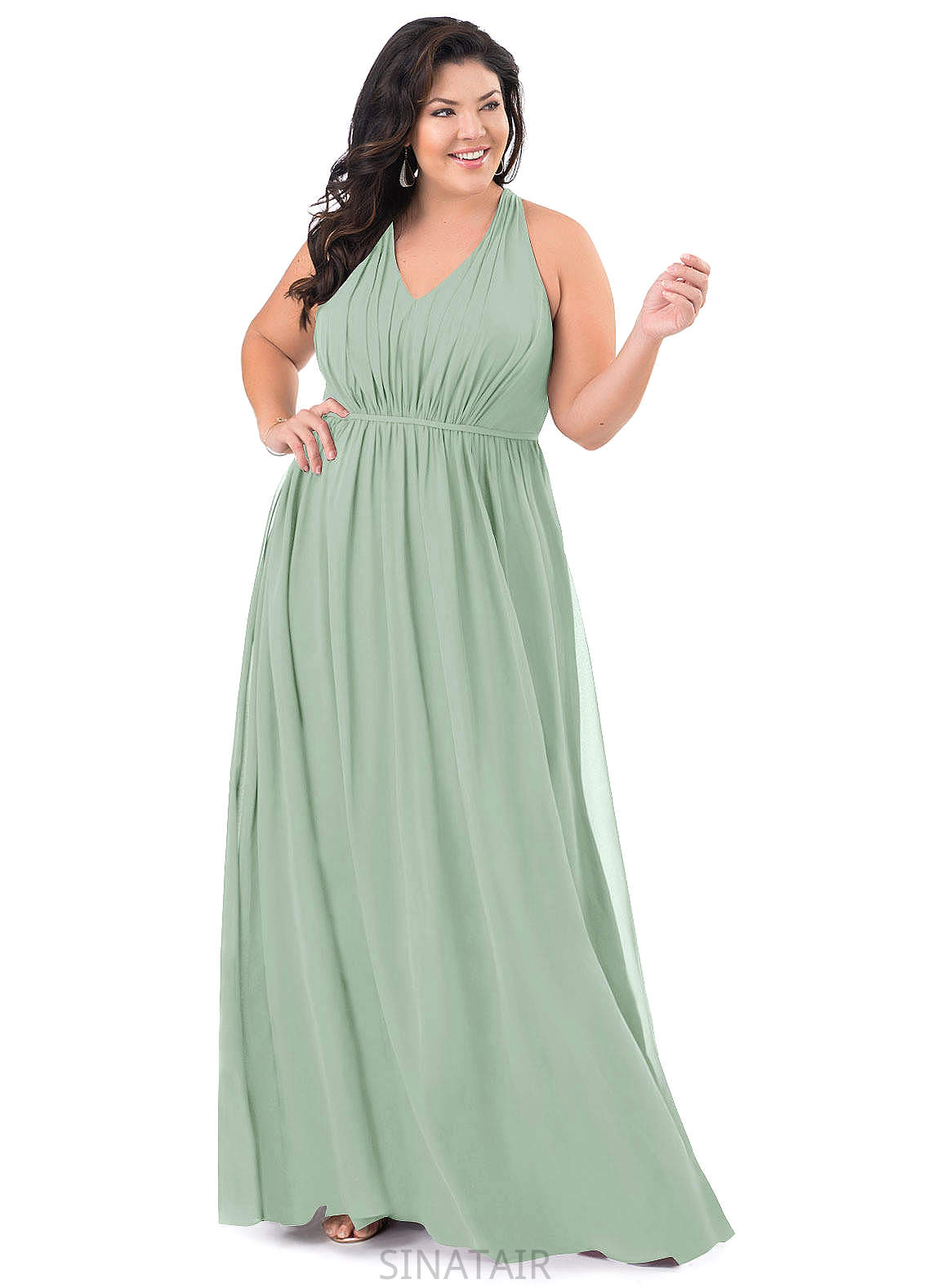 Willa Floor Length Trumpet/Mermaid Natural Waist Sleeveless Spandex Bridesmaid Dresses