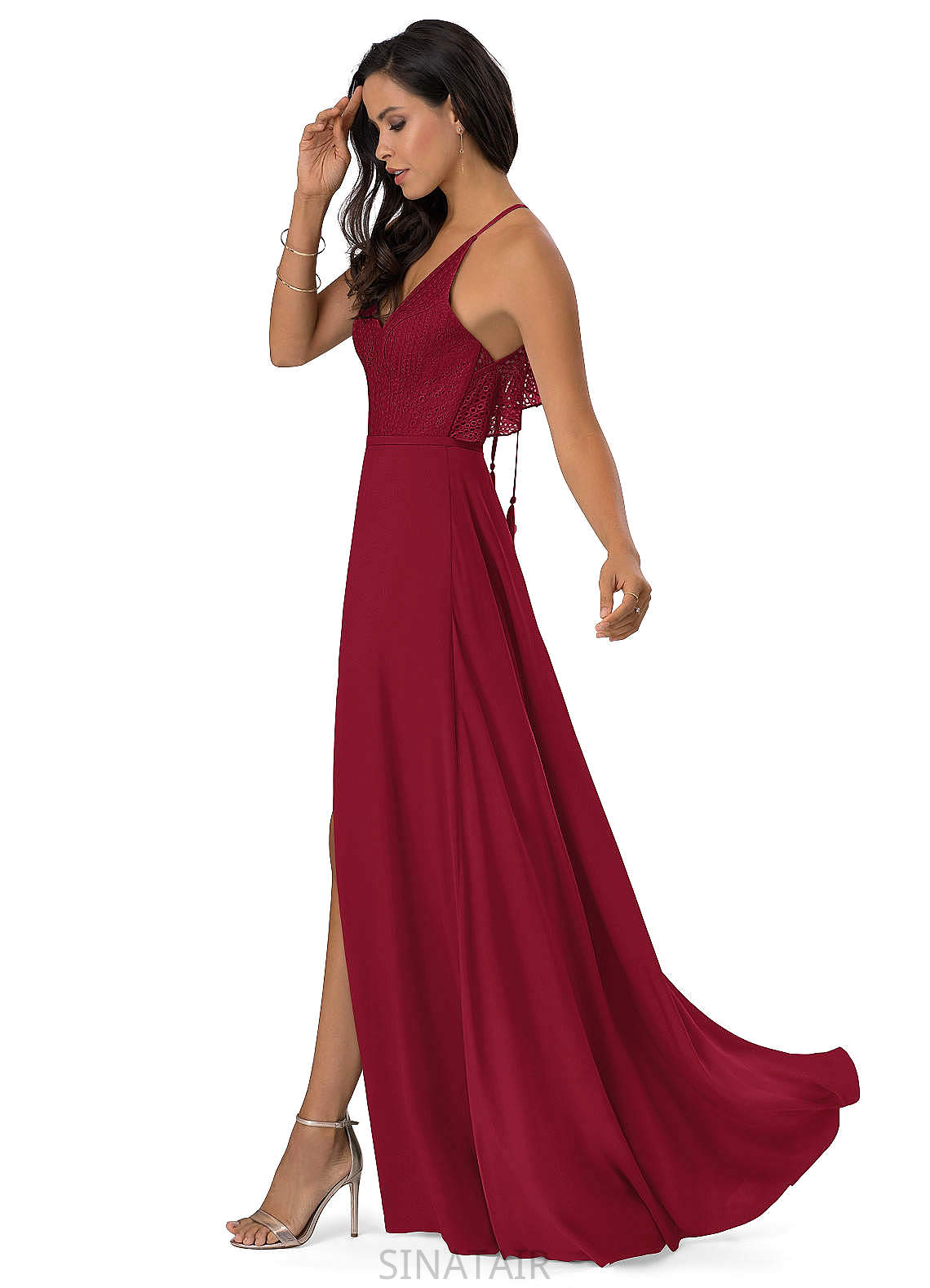 Riley Floor Length Sleeveless Spandex Trumpet/Mermaid Spaghetti Staps Natural Waist Bridesmaid Dresses