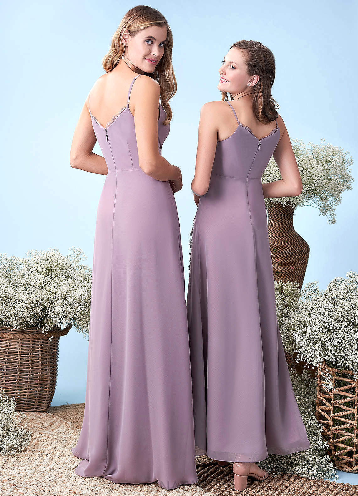 Lexi Natural Waist Sleeveless A-Line/Princess Floor Length Spaghetti Staps Bridesmaid Dresses