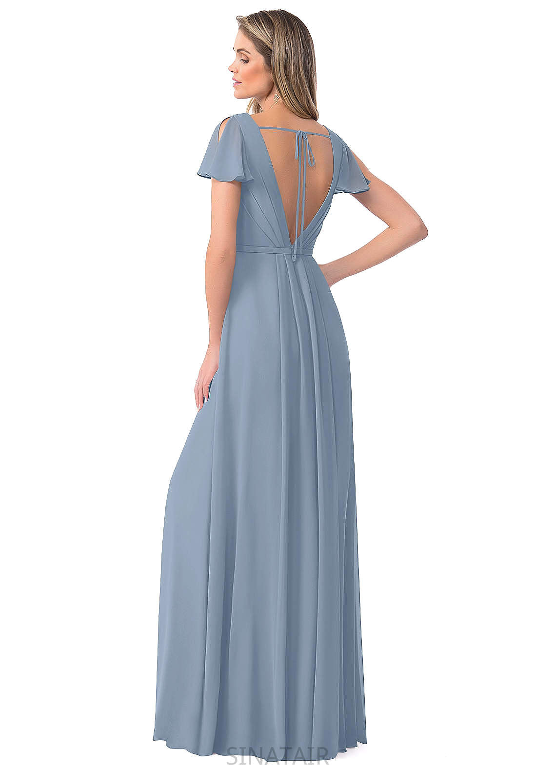 Leah Scoop A-Line/Princess Floor Length Natural Waist Sleeveless Bridesmaid Dresses