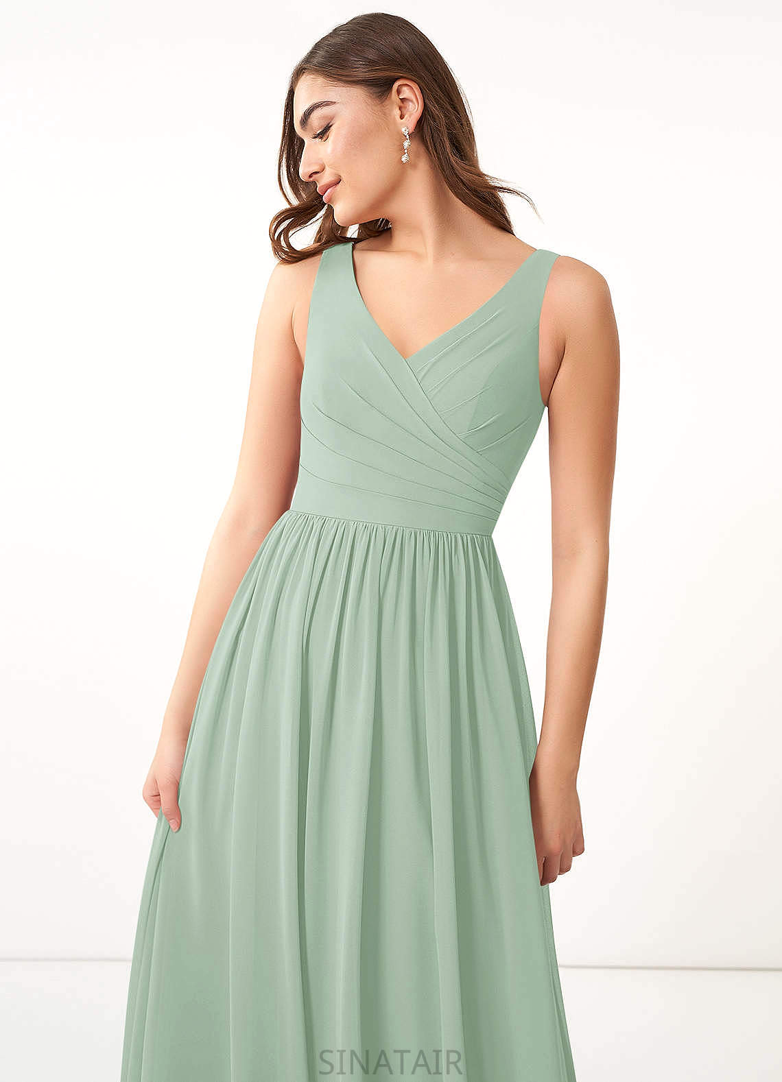 Yasmin Sleeveless Floor Length A-Line/Princess Scoop Natural Waist Bridesmaid Dresses