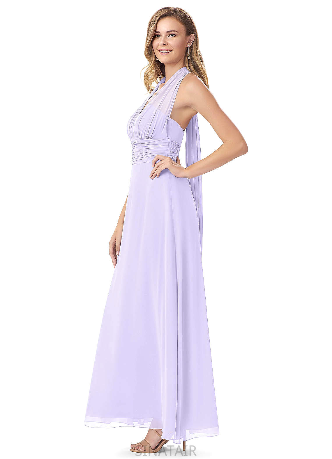 Reagan Natural Waist A-Line/Princess Floor Length Spaghetti Staps Sleeveless Bridesmaid Dresses