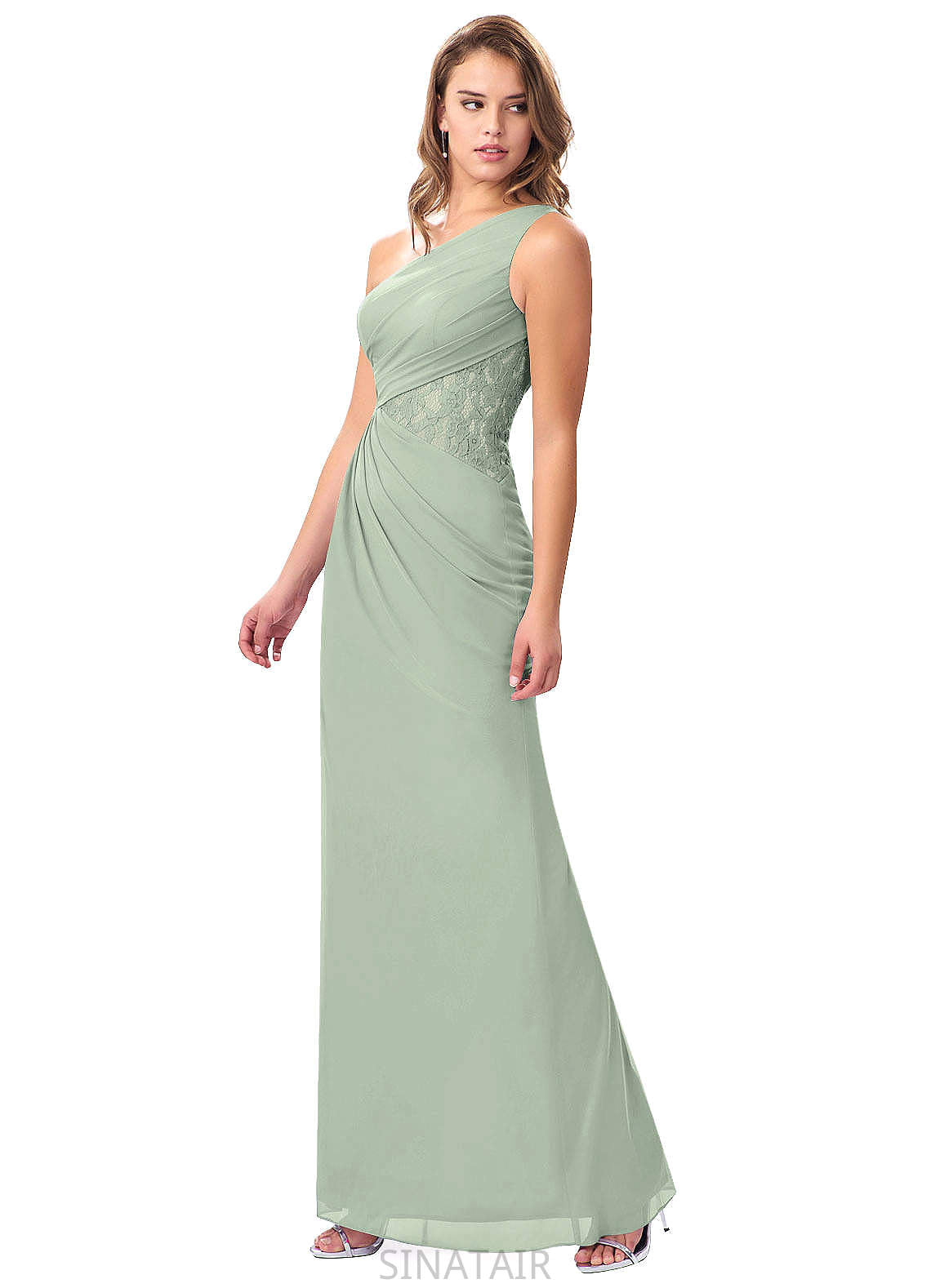 Aylin Sleeveless Spaghetti Staps Natural Waist A-Line/Princess Floor Length Bridesmaid Dresses