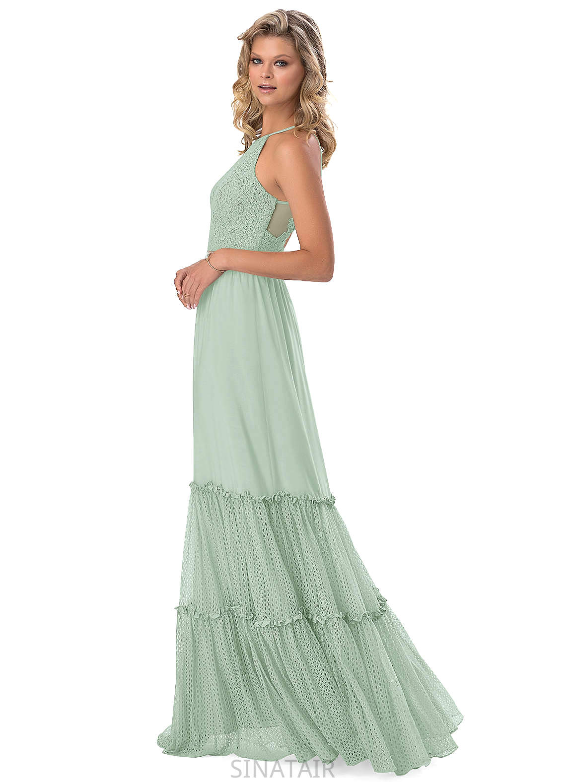 Mollie Natural Waist Spaghetti Staps Tea Length Sleeveless A-Line/Princess Bridesmaid Dresses