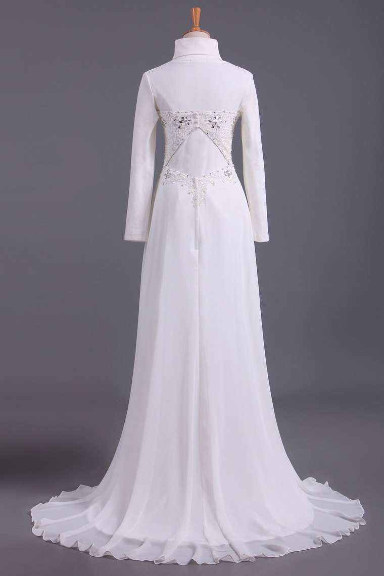 Musilim Wedding Dresses Empire Waist Sweetheart Chiffon With Beading&Sequince