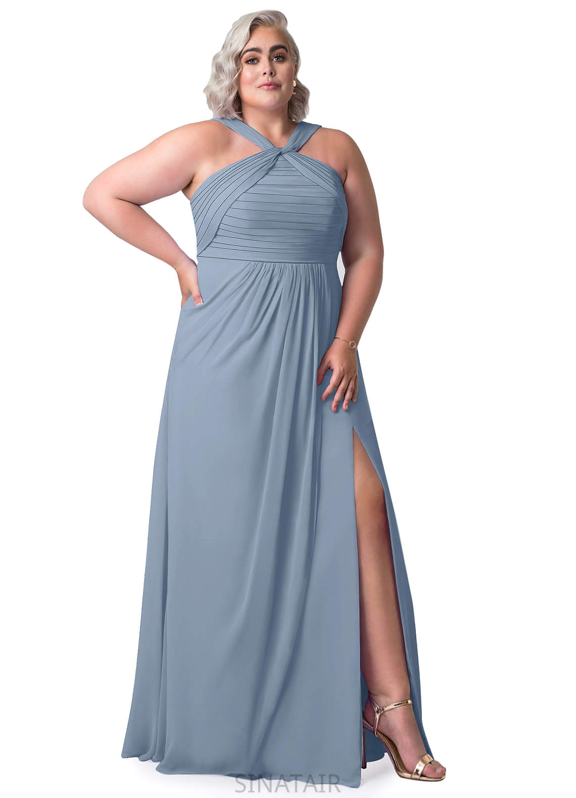 Ruby Scoop Floor Length Sleeveless Natural Waist A-Line/Princess Bridesmaid Dresses