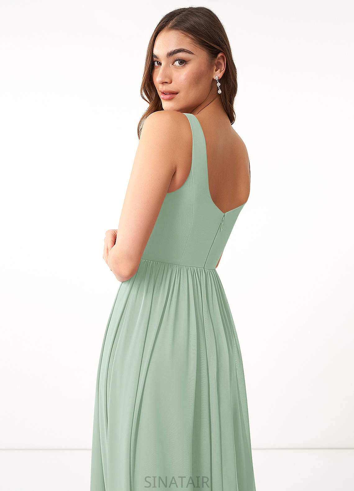 Yasmin Sleeveless Floor Length A-Line/Princess Scoop Natural Waist Bridesmaid Dresses