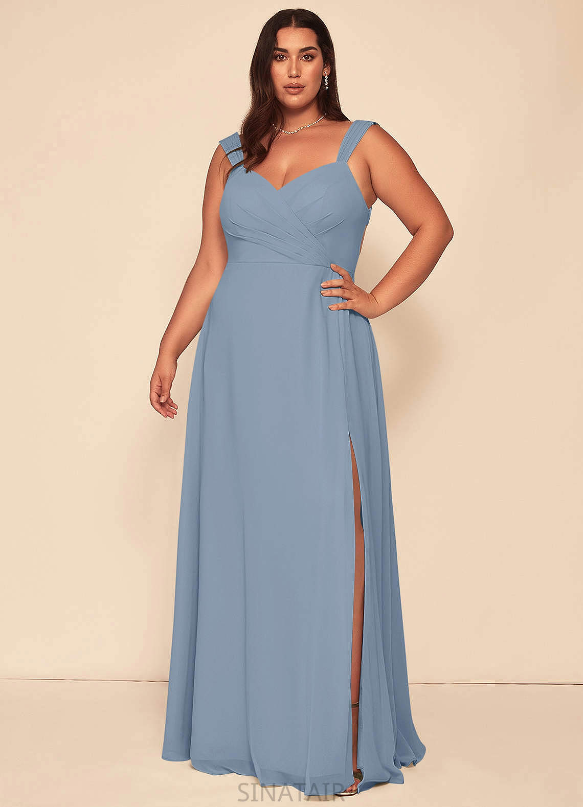 Evelyn Floor Length Natural Waist Halter A-Line/Princess Sleeveless Bridesmaid Dresses