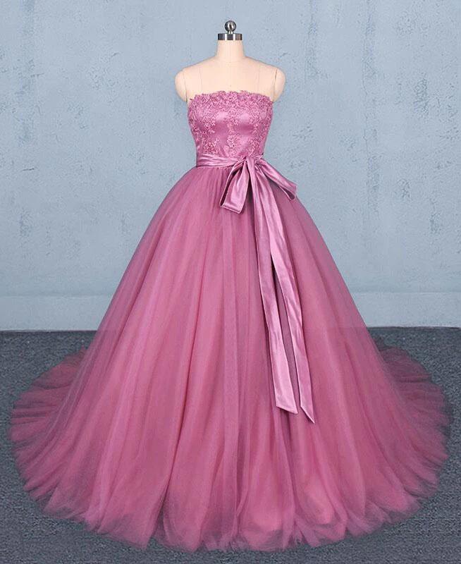 Princess Ball Gown Strapless Wedding Dresses with Lace, Quinceanera Dresses SRS15295