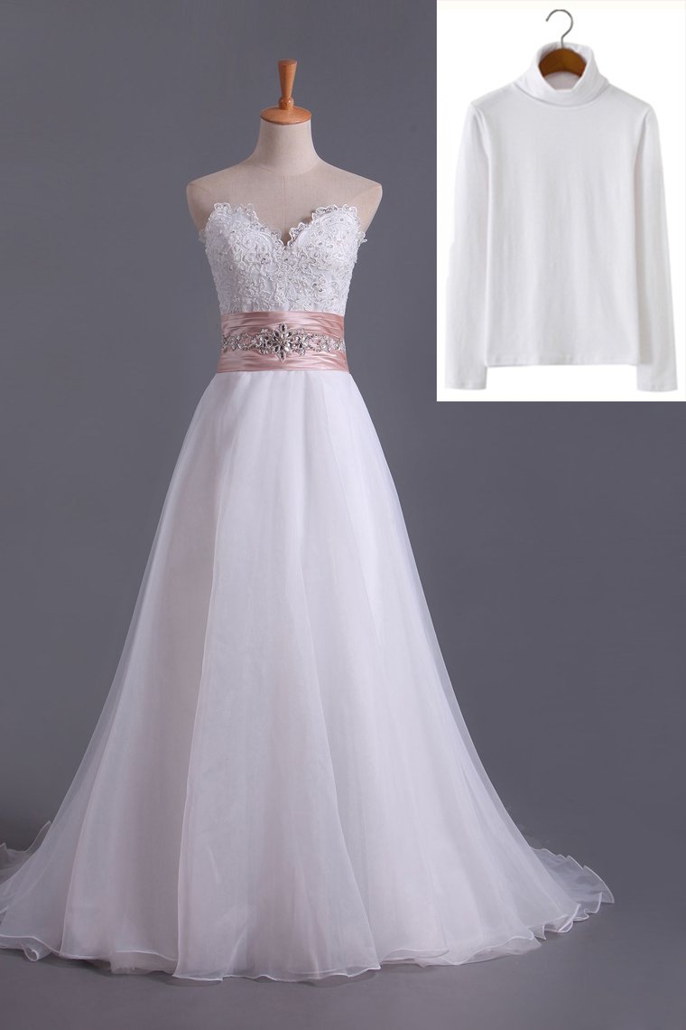 Muslim Wedding Dresses Sweetheart A Line With Applique And Beads Organza