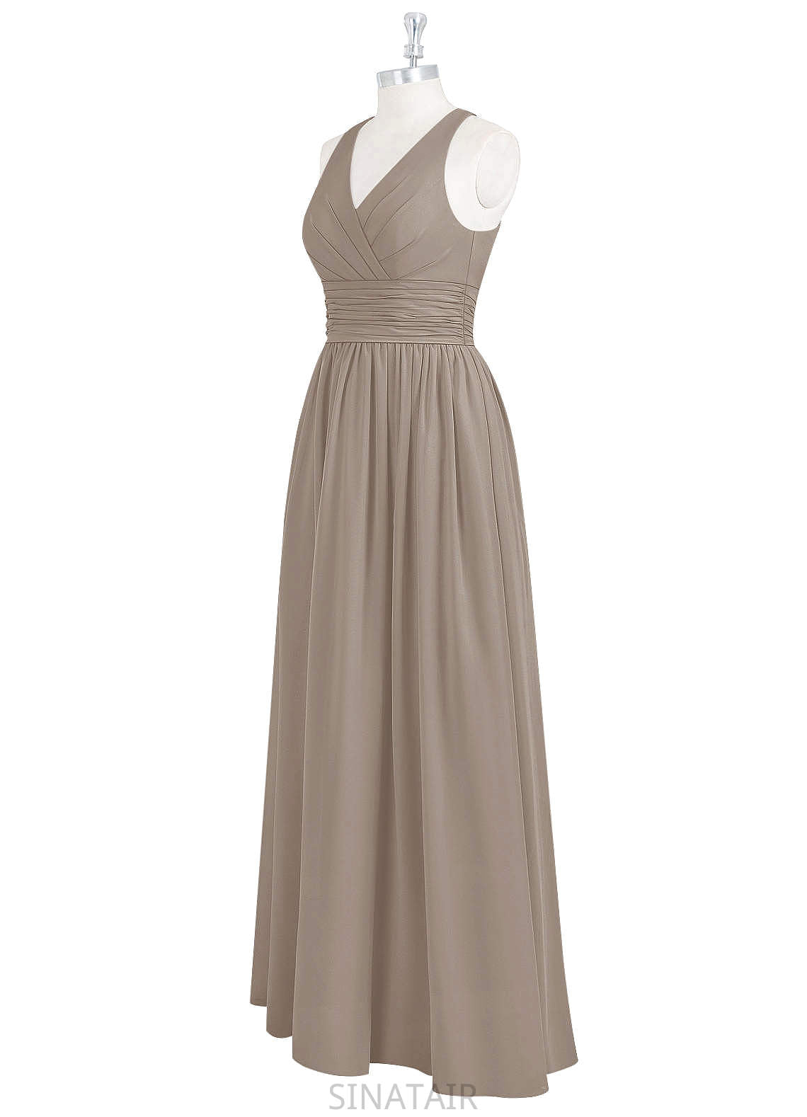 Luciana Spaghetti Staps Sleeveless Natural Waist A-Line/Princess Floor Length Bridesmaid Dresses