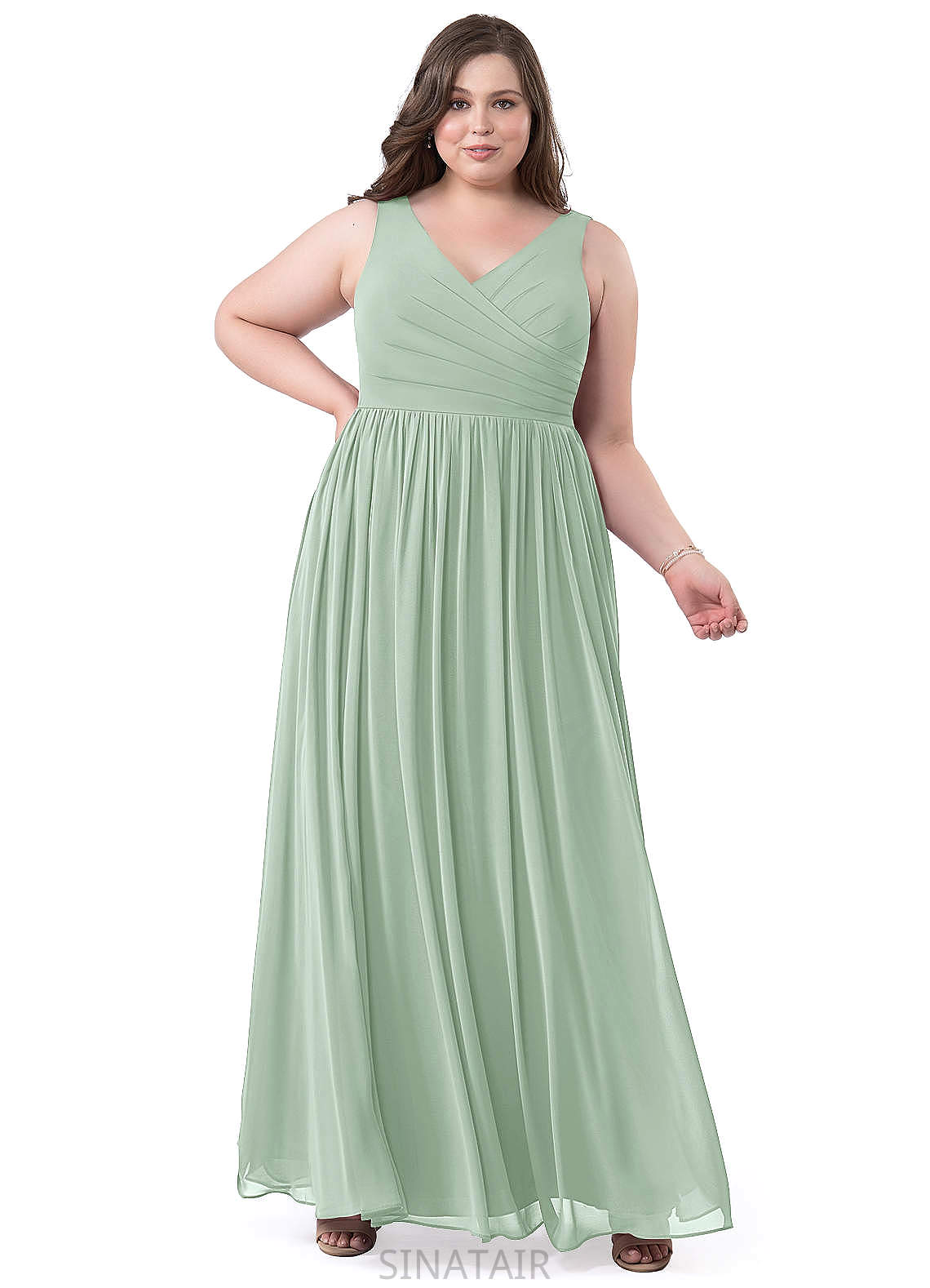 Yasmin Sleeveless Floor Length A-Line/Princess Scoop Natural Waist Bridesmaid Dresses