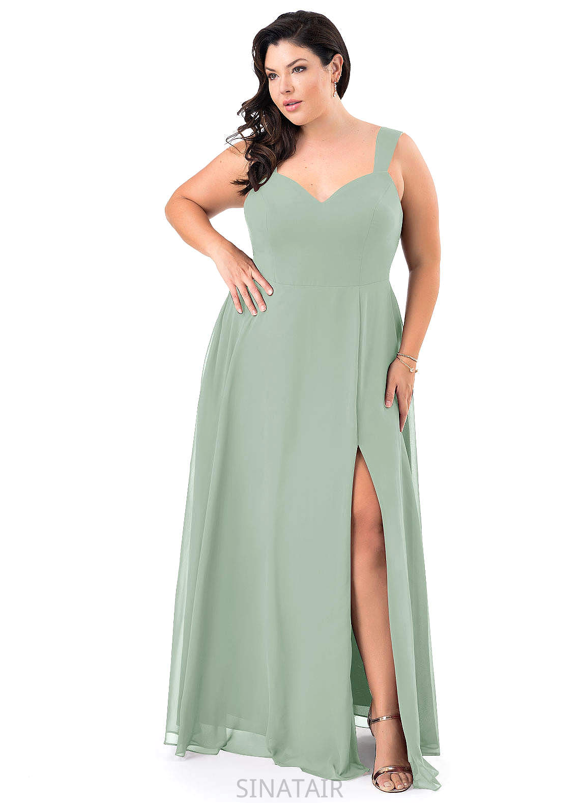 Mylie Floor Length Sleeveless V-Neck Empire Waist A-Line/Princess Bridesmaid Dresses