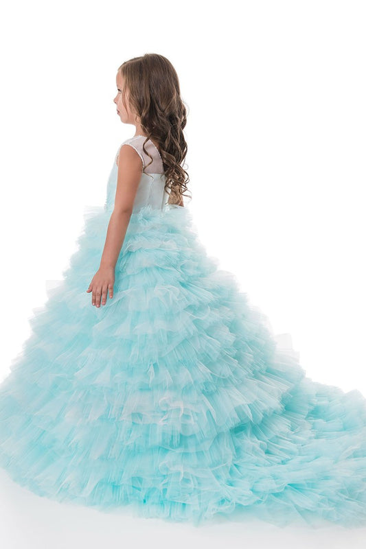 Tulle V Neck With Beading Flower Girl Dresses A Line Sweep Train