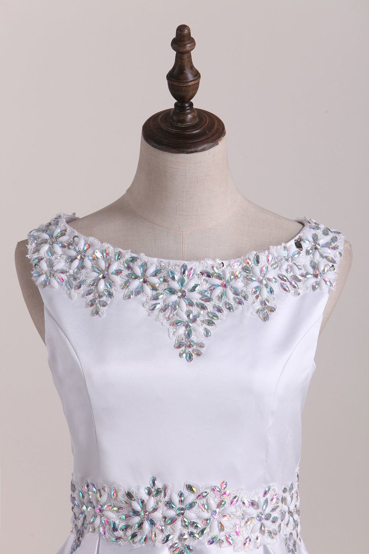 New Arrival Scoop With Beading Satin Flower Girl Dresses