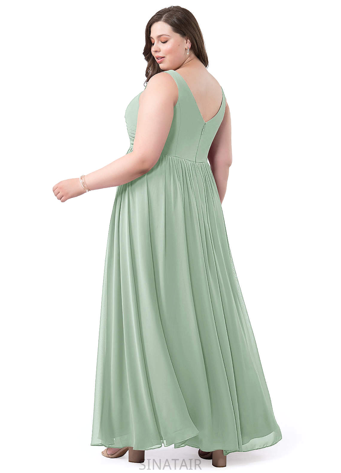 Yasmin Sleeveless Floor Length A-Line/Princess Scoop Natural Waist Bridesmaid Dresses