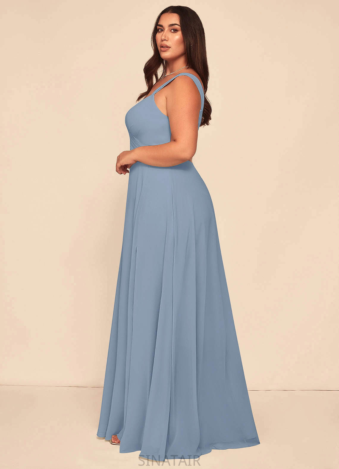 Evelyn Floor Length Natural Waist Halter A-Line/Princess Sleeveless Bridesmaid Dresses