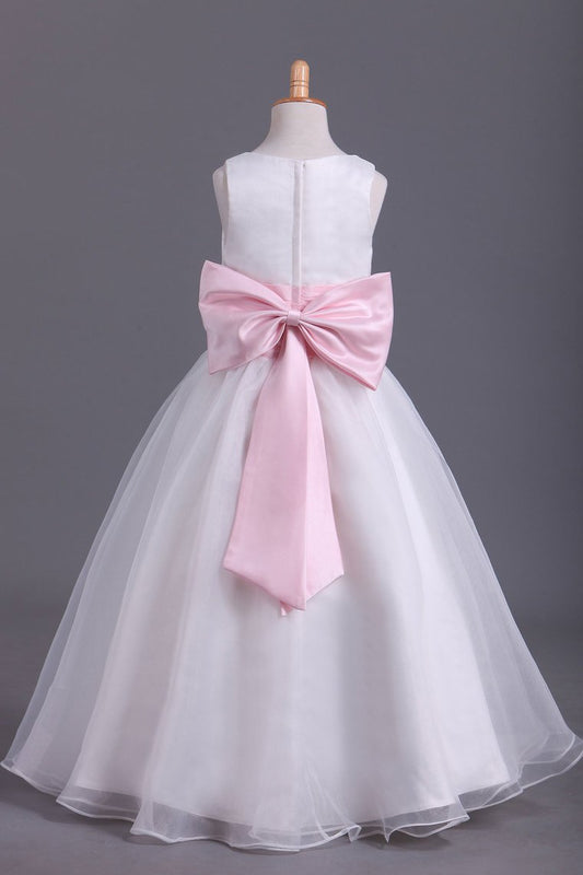 Flower Girl Dresses A-Line Scoop Ankle Length Organza