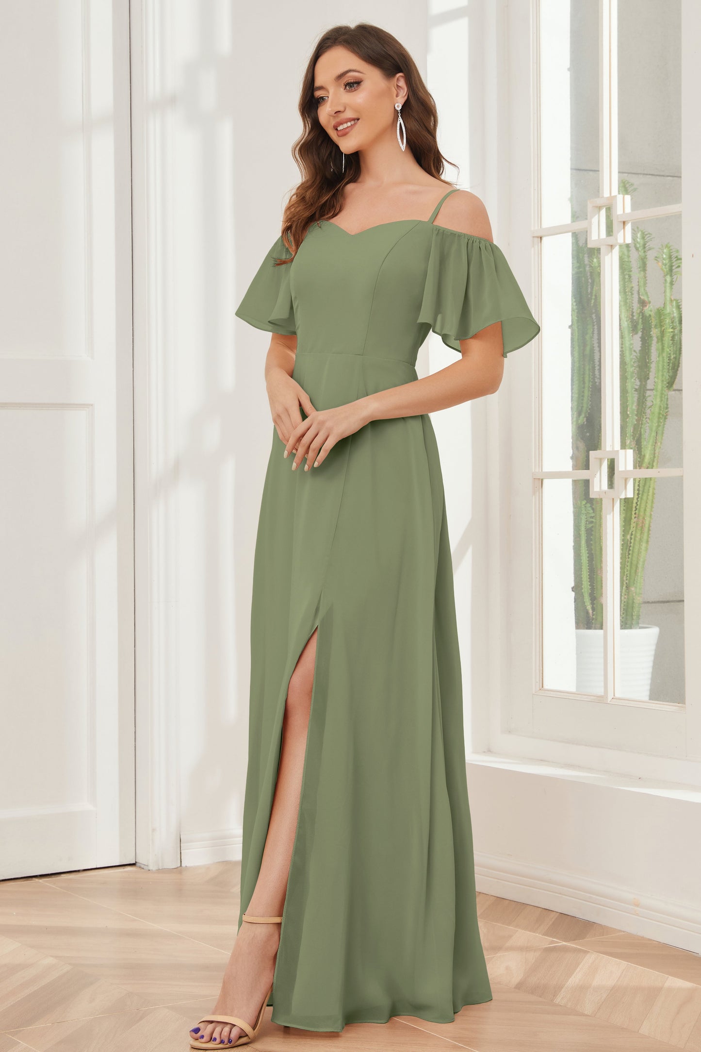 A-line Off the Shoulder Chiffon Bridesmaid Dresses