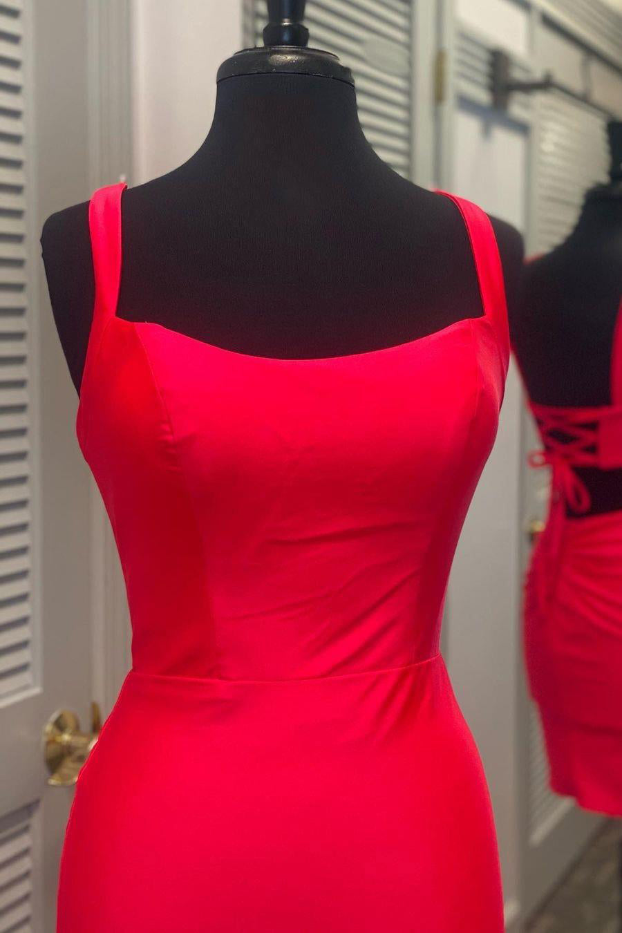 Sexy Tight Straight Spaghetti Starps Short Prom Dresses, Homecoming Dresses