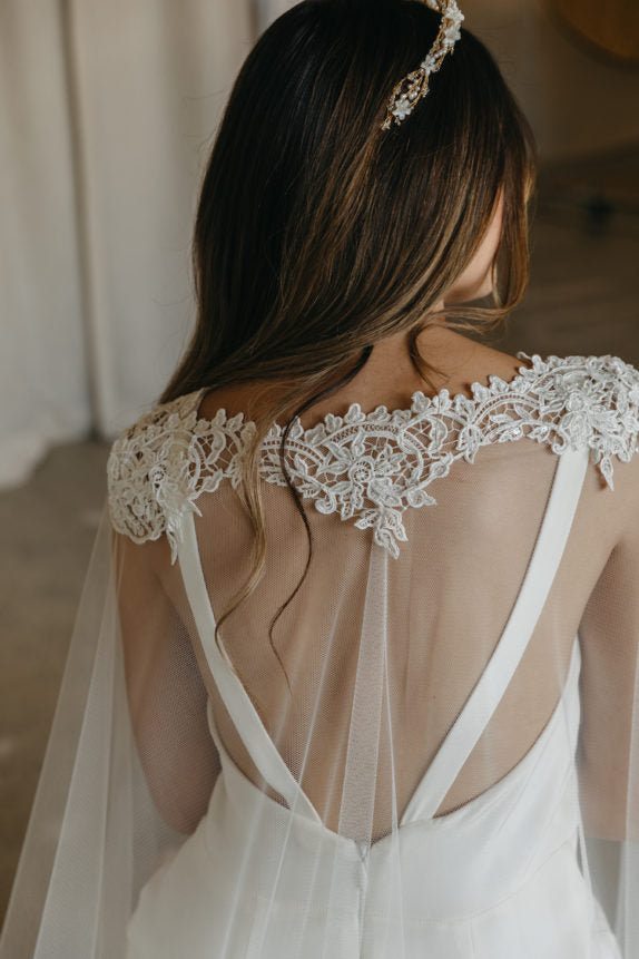 Long Tulle Cape Floral Lace Wedding Shawl Unique Wraps