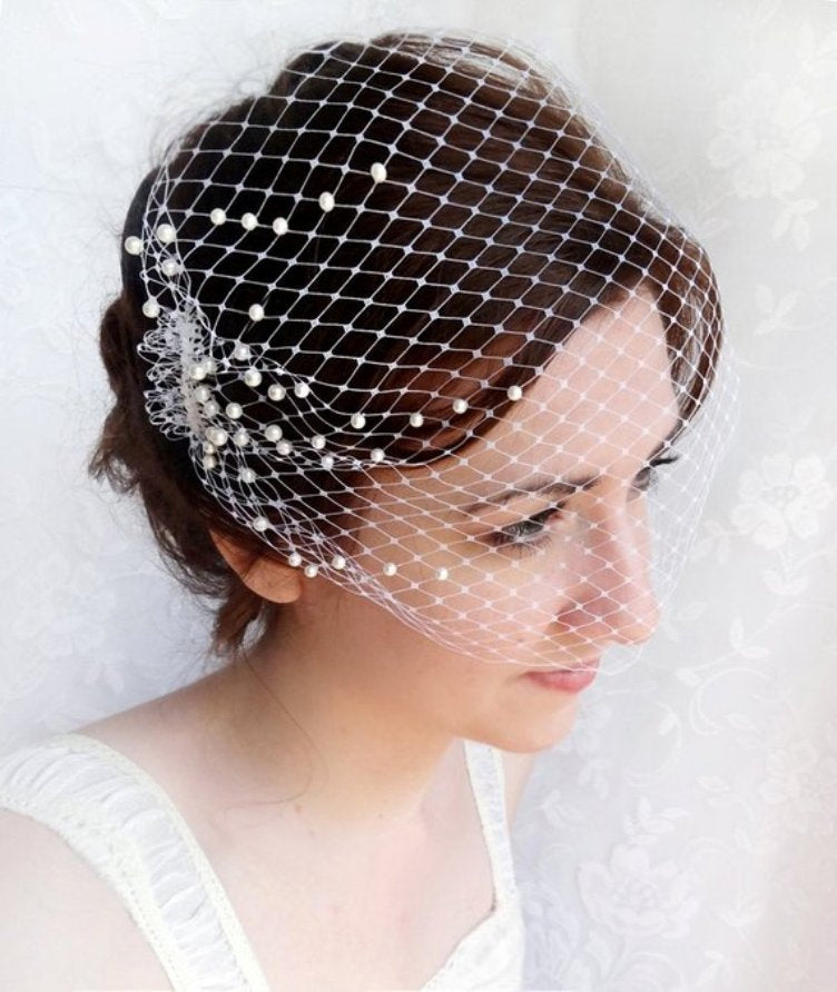 wedding bandeau veil small birdcage veil