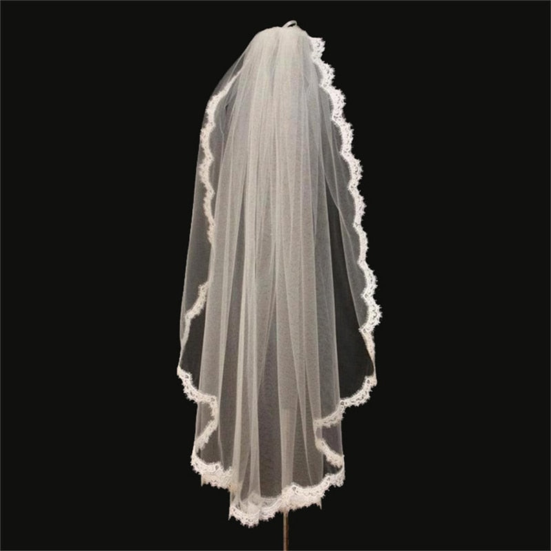 Simple One Layer Short Tulle Wedding Veils with Comb Beige Bridal Veil for Bride Mariage Wedding Accessories