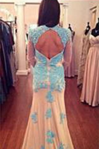 Long Sleeves Lace Sheath Long Prom Dresses Mother of Bride Dresses