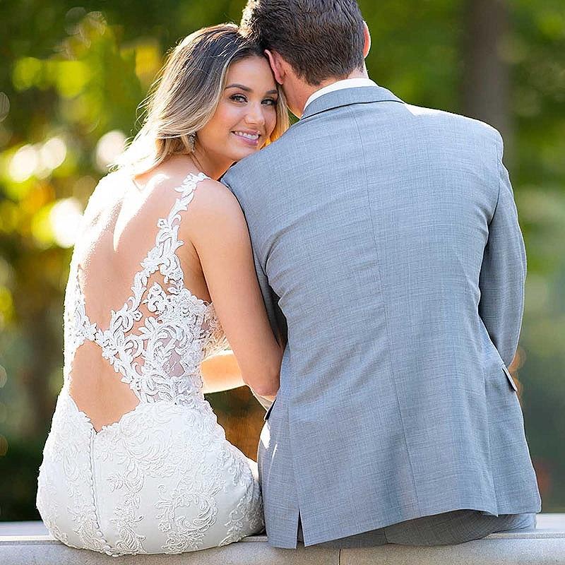 Spaghetti Straps Lace Open Back Mermaid Off White Wedding Dresses Bridal Dresses SJS15416