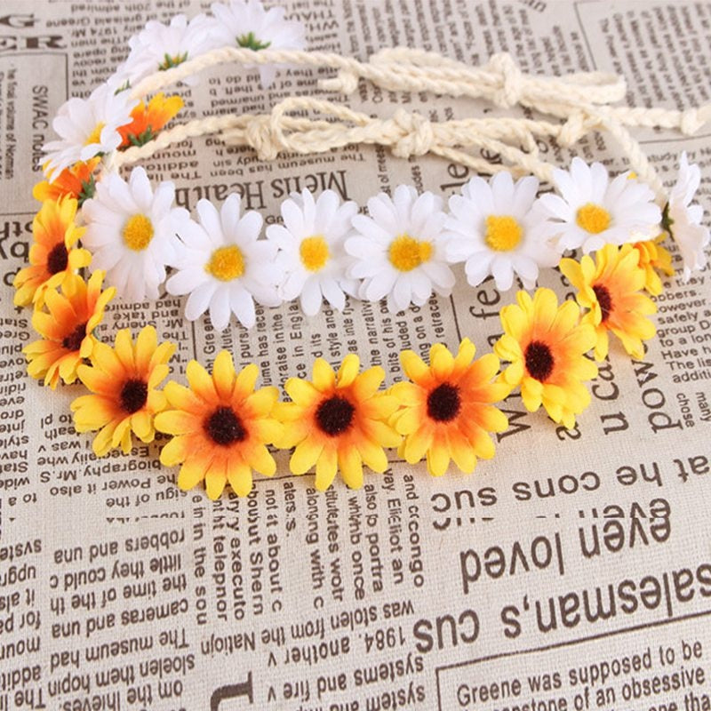 Small Chrysanthemum Headpiece Hair Band Women Wedding Wreath Children Girls Sun Flower