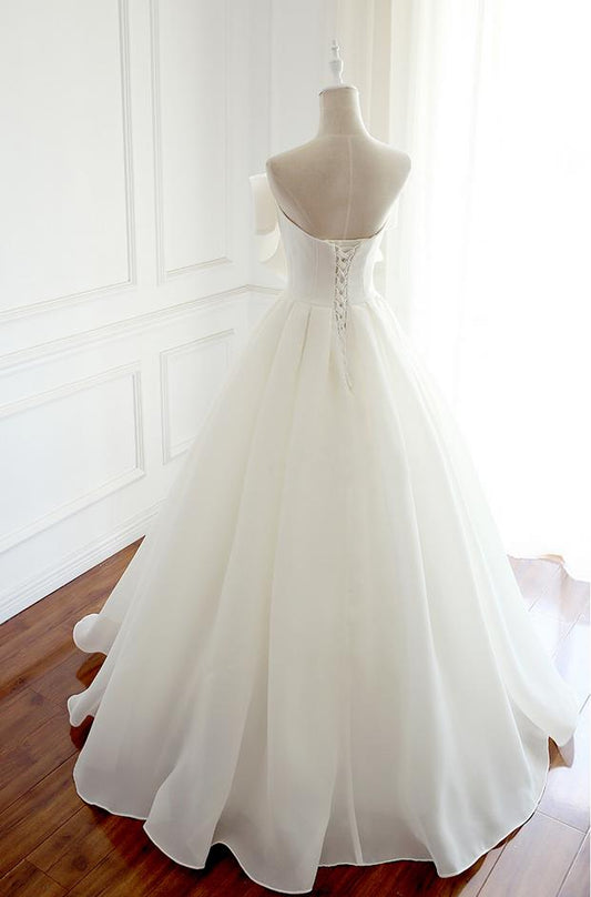 Beautiful Wedding Dresses Strapless Ivory Bowknot Bridal Gown