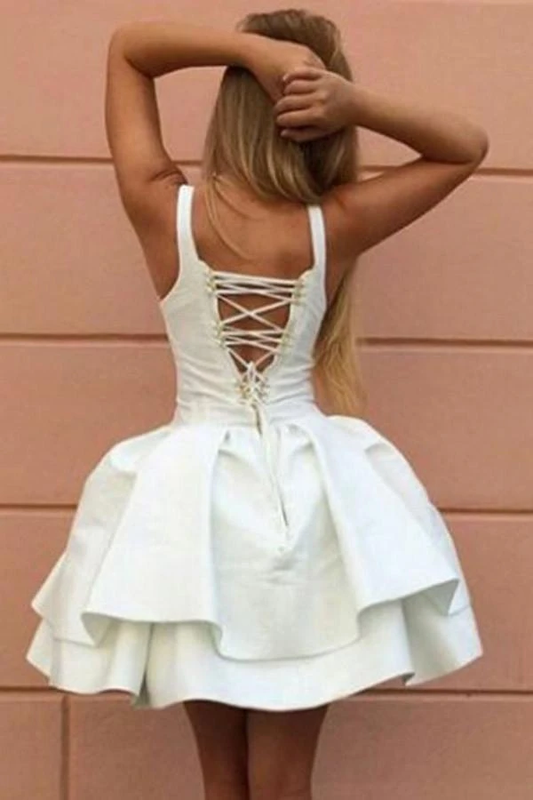 Simple Ball Gown Short Ivory Lace Up Formal Homecoming Dresses,Cocktail Dress