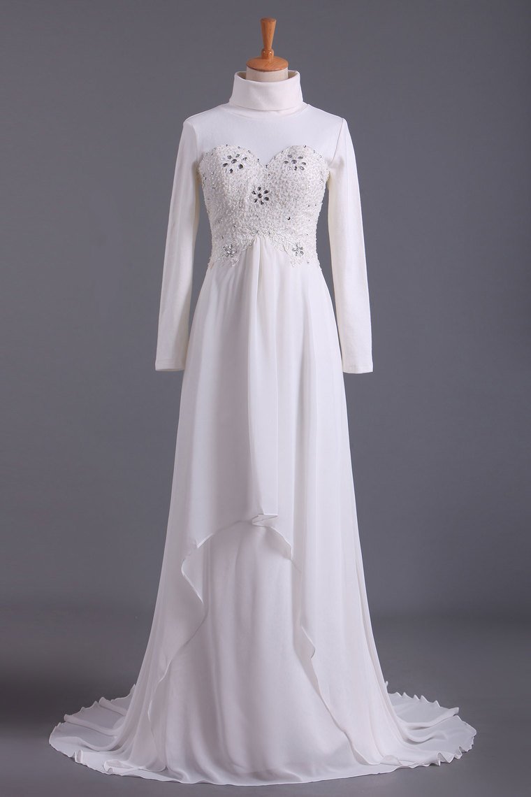 Musilim Wedding Dresses Empire Waist Sweetheart Chiffon With Beading&Sequince