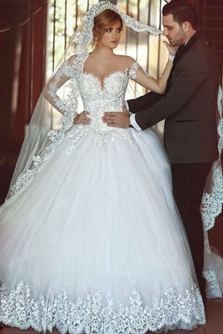 Hot Wedding Dresses Sweetheart Ball Gown Tulle With Applique