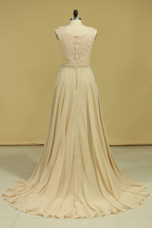 Plus Size Elegant Wedding Dresses A-Line V-Neck Chiffon Court Train Full Beading