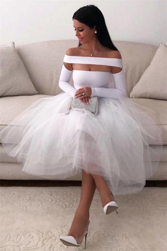 Sexy White For Women Long Sleeve Short Mina Homecoming Dresses CD10171