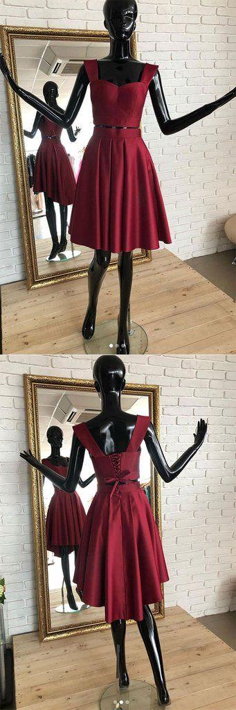 Burgundy Homecoming Dresses Sharon Two Pieces Short Dress Burgundy CD1027