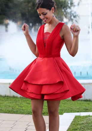 Red Short Dress With Open Back Casey Cocktail Homecoming Dresses Simple CD1113