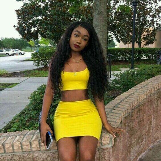 Two Piece Short Yellow Homecoming Dresses Joslyn CD11314