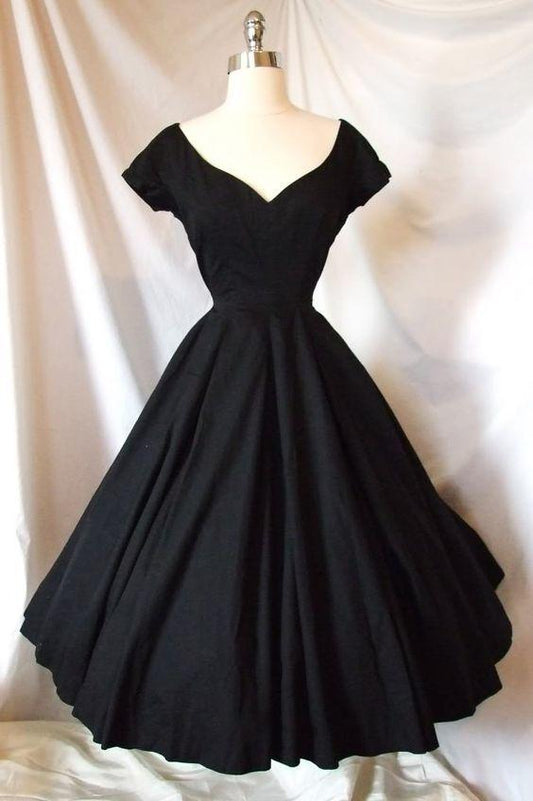 A-Line Black Party Satin Cocktail Breanna Homecoming Dresses Dresses CD13966