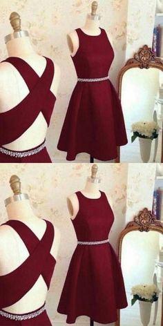 Short Burgundy Homecoming Dresses A Line Nadine Cocktail Cross Back Short Party Dress Dresses CD148