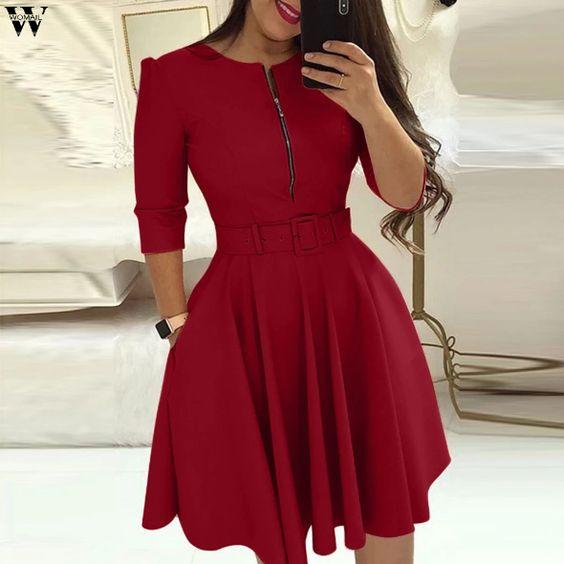 Chic Long Sleeve Dress With A Line Homecoming Dresses Nayeli Belt CD16168