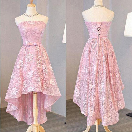 Nice Esmeralda Lace Homecoming Dresses Pink High Low Dress High Low Dress Dress DH206