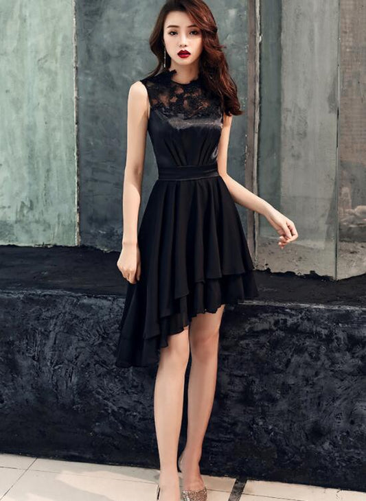 Chic High Low And Party Dress High Chiffon Maya Homecoming Dresses Lace Satin Low CD20821