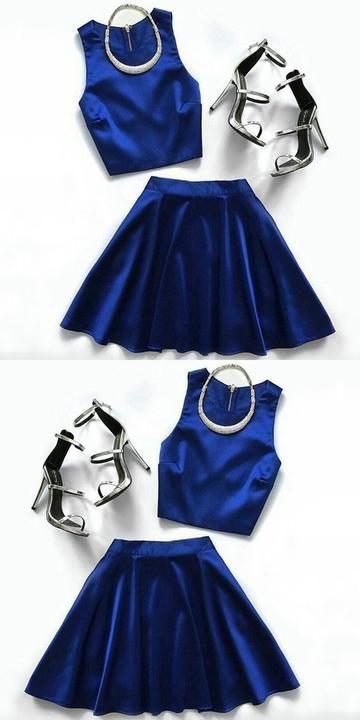 Two Piece Homecoming Dresses Royal Blue Leslie Simple CD2134