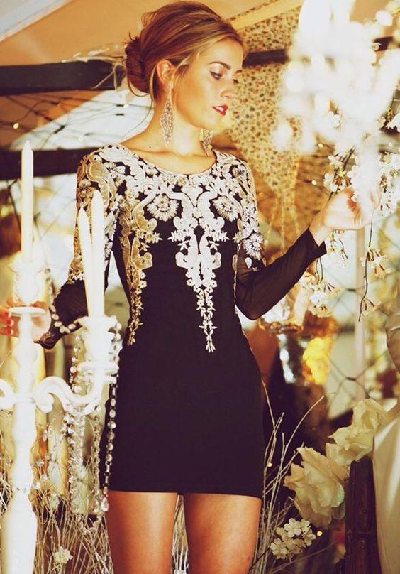 Short Lace Cherish Cocktail Homecoming Dresses Mini Embroidered Vintage Dress Appliqued Black Party CD2279