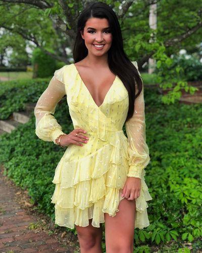 Long Sleeves Short Jasmin Homecoming Dresses Yellow CD22868