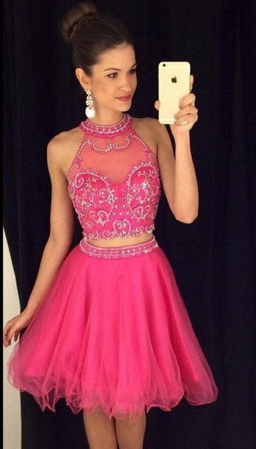 Homecoming Dresses Millicent Two Piece Sparkly Short CD22880